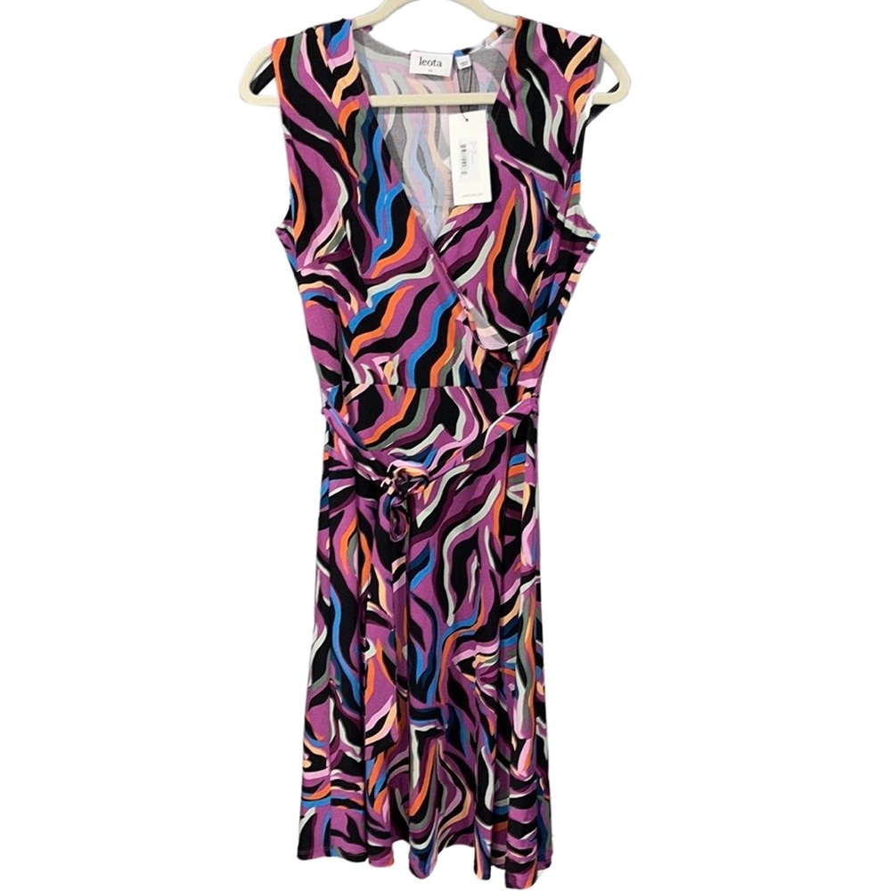 Leota PM Vavacity Willowherb Sleeveless‎ Perfect Wrap Dress Size Medium NWT